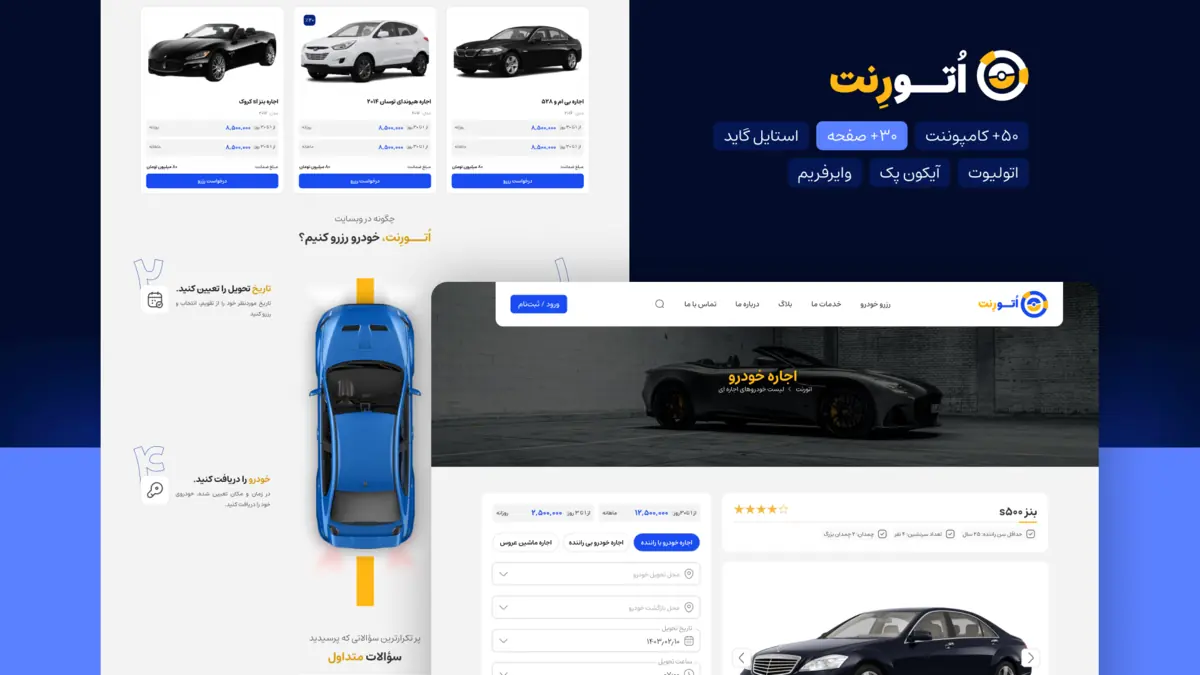 Auto Rent car rental website UI presentation